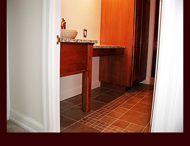 Bathroom cabinetry. Raised Panel Wardrobe built-in.